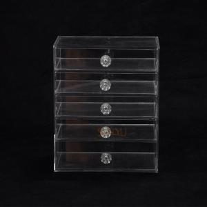  5 Tier Acrylic Display Stand Custom Store Fixtures Jewelry Display Drawer With Diamond Handle Manufactures