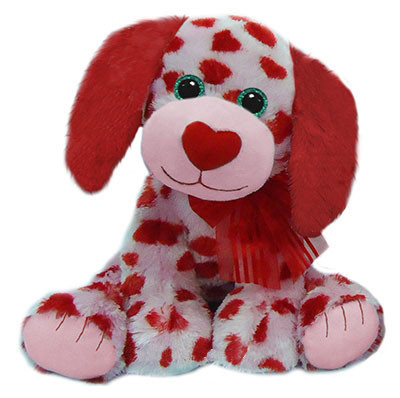 China Cute Plush Toy Dogs Valentines Day Stuffed Toys with Embroidery Logo on sale