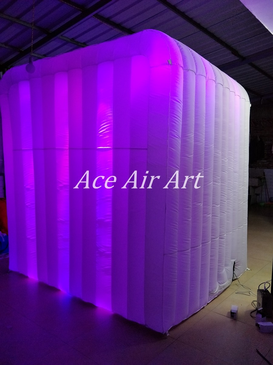  Ace Air Art new style white fabric led lighting inflatable photo booth enclosure with logo to USA Manufactures
