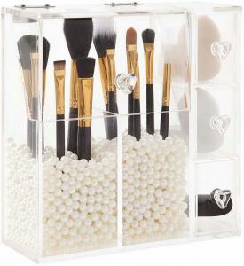  Non Toxic Acrylic Dust Cover Clear Acrylic Makeup Organizer With Brush Holder Manufactures