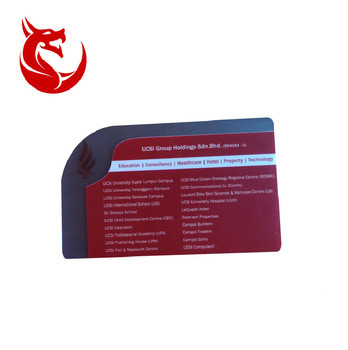 China High quality non-standard size special shape business card plastic business card on sale