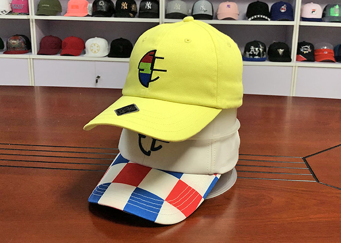  Yellow Cotton Twill Unstructured Blank Dad Hats With Metal Buckle Manufactures