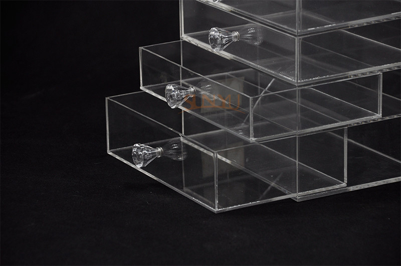  5 Tier Acrylic Display Stand Custom Store Fixtures Jewelry Display Drawer With Diamond Handle Manufactures