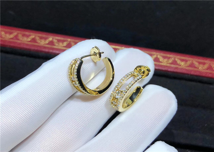  Personalized Charming  Diamond Earrings In 18K Yellow Gold Manufactures