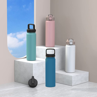 China Multicolor Insulated Double Wall Stainless Steel Water Bottles With Straw on sale