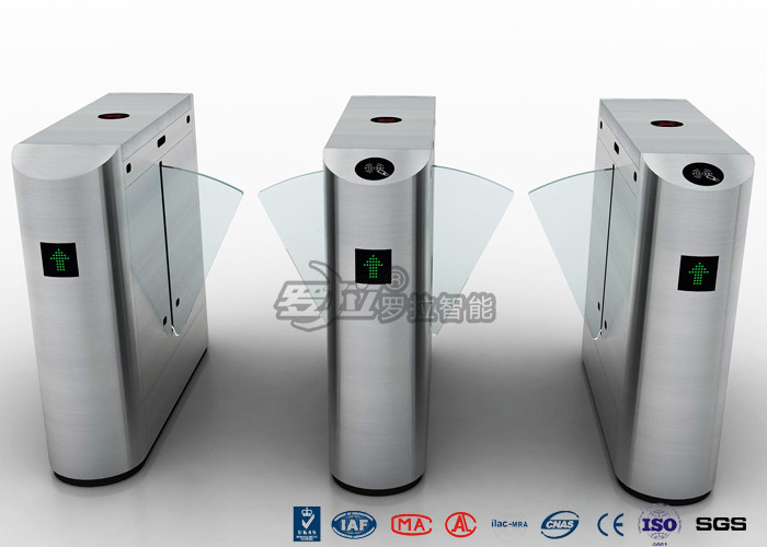  Pedestrian Control Electronic Flap Barrier Gate Acrylic Counter Turnstiles DC24V Manufactures