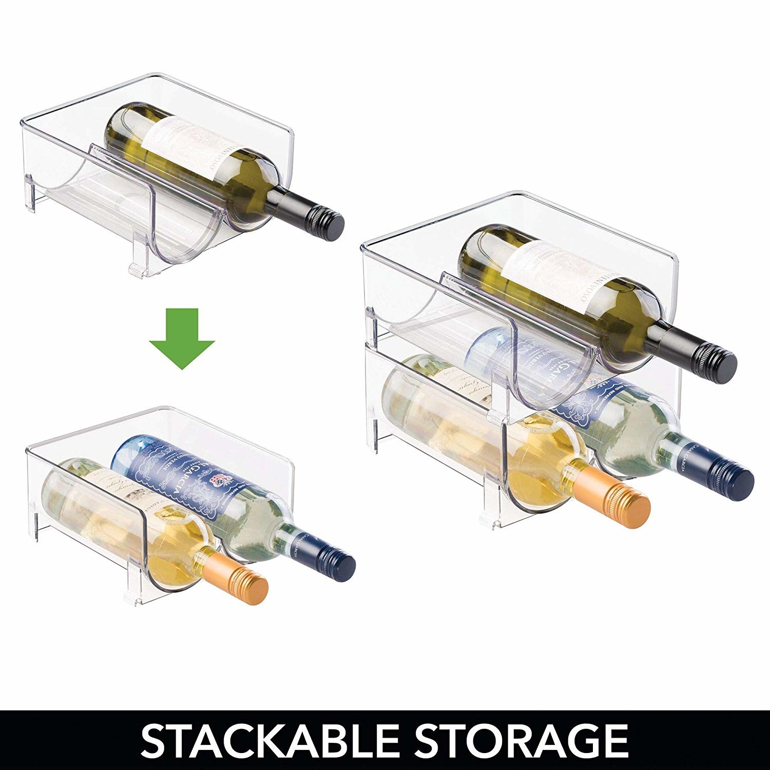  Plastic Acrylic Wine Bottle Holder Impact Resistance For Kitchen Countertops Stackable Manufactures