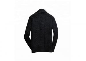Black Acrylic Mens Knit Sweater Big Button Knitted Scarf Cardigan Sweater