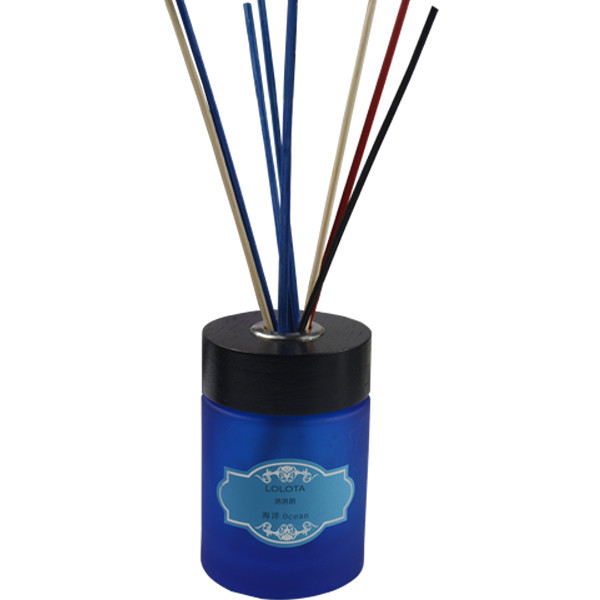  Reed diffuser with blue round bottle,colorful natural reed and folding box Manufactures