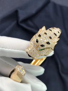  Diamond Emerald Onyx 18K Yellow Gold Bracelet Panthere De Cartier Bracelet Manufactures