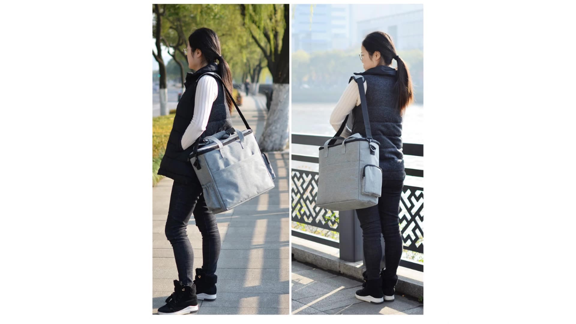  36.5cm 17L Dog Food Carrier Bag Backpack Cationic Polyester Manufactures