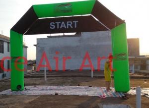  custom 6m x 4m green inflatable advertising arch with removable banner STAT and FINISH on back for USA Manufactures