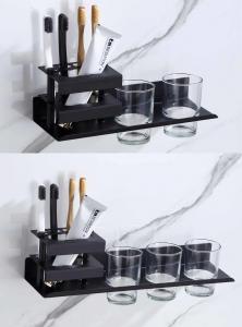 China Multifunctional Wall Mounted Toothbrush Holder Matte Black Color ODM on sale
