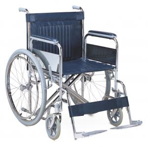 China Heavy Duty Folding Steel Wheelchair 20inch Seat Solid Castor 93cm on sale
