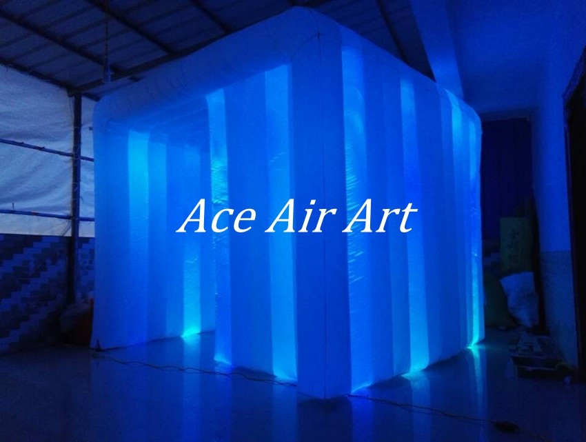  3mL*3mW*2.5mH Colorful Led Inflatable Photo Booth Cube tent/Inflatable Cabin for Sale add fun to your event Manufactures