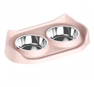 China 2 Stainless Steel Cat Dog Water Bowl No Spill Slow Feeder on sale