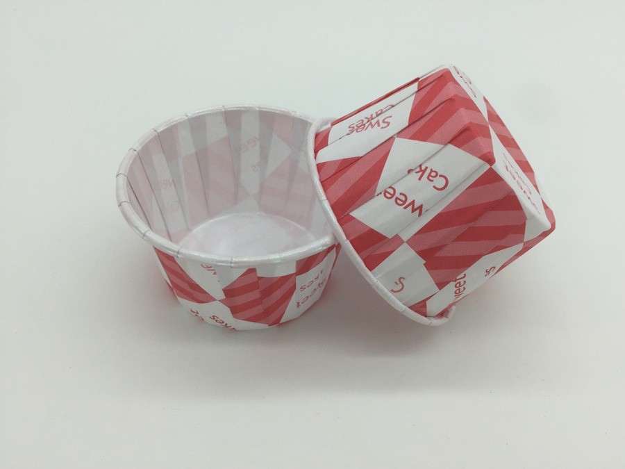 Stitching Color Red And White Baking Cups , Cupcake Paper Cases Mini Birthday Cake Holder