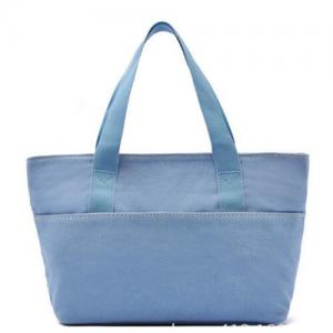 China Recyclable Blue Plain Canvas Tote Bag With Two Pocket 47 x 42 x 50 cm on sale