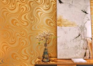 China Custom Removable Contemporary Living Room Wallpaper With Golden Curve Design on sale