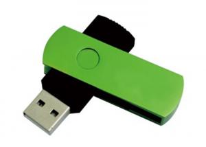 China Engraved Green Twist USB Sticks , Promotional Large Capacity Thumb drive Swivel on sale