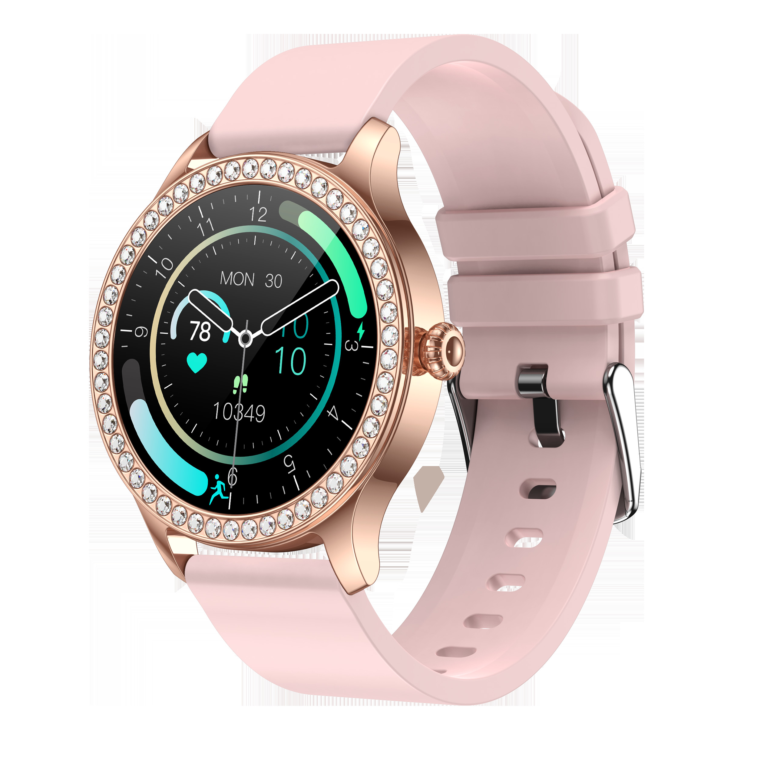 China 1.19 Inch 390*390 Pixel AMOLED Smart Watch For Girls Magnethic Contact Charging on sale