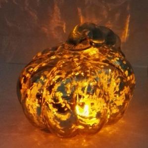 China Pumpkin Lantern Antique Glass Candle Holders For Halloween on sale