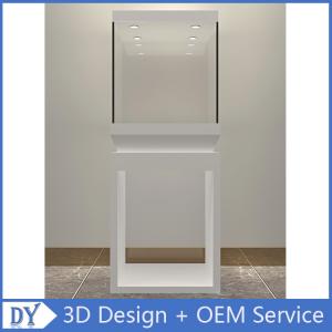 China Wholesale good quality wooden square matte white perspex display stands with fully locks lights on sale