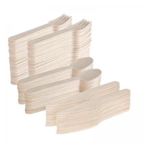 China 160mm Disposable Wooden Cutlery Set , Biodegradable Wooden Cutlery Individually Wrapped on sale