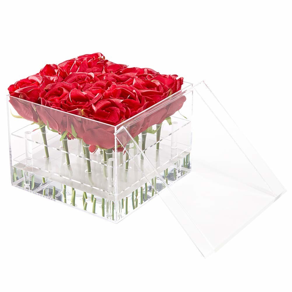  ISO9001 Acrylic Storage Box 9 Holes Flower Acrylic Box With Lid Manufactures