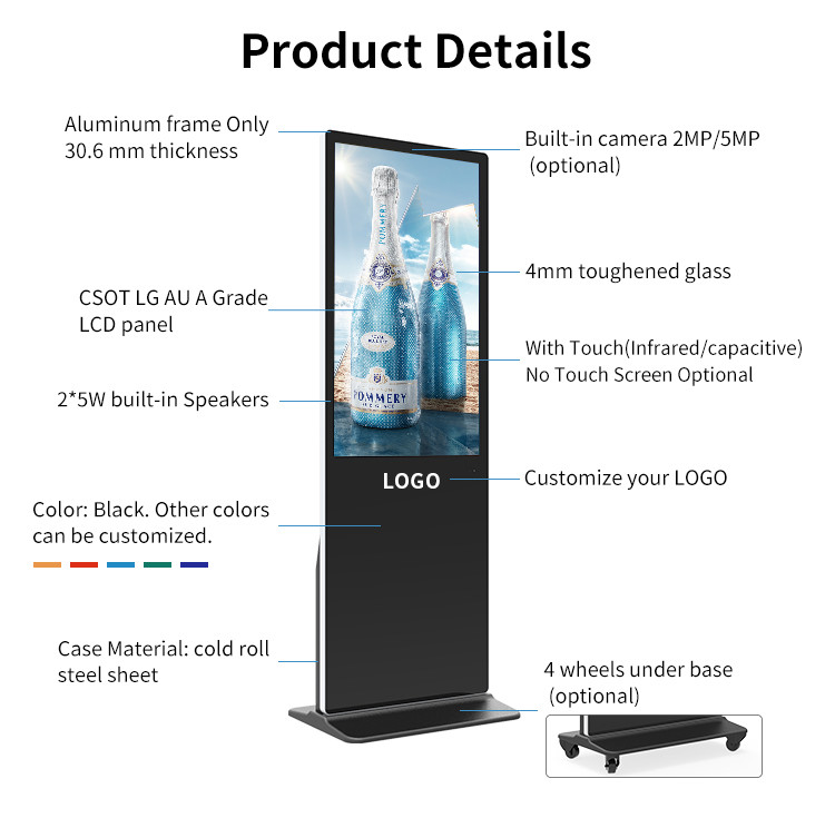 Indoor Advertising LCD Floor Stand Digital Signage Transparent Manufactures