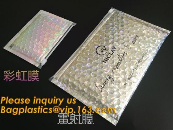 air mail metallic holographi rose gold bubble padded mailer / Zip lockkk bubble bag/ slider bubble bag,Holographic Factory