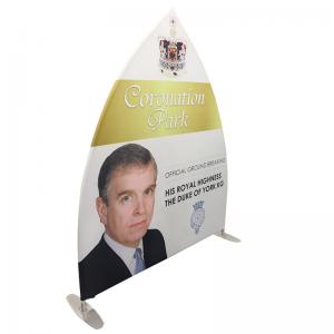  Unique Tension Fabric Banner Stands Double Side Printing Portable Sailing Shape Manufactures