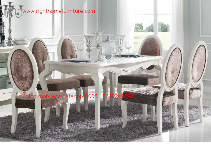  Ivory Neoclassical Dining Room Furniture collection by rubber wood with Glass or Marble table top Manufactures
