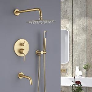 China Ceiling Mount Bathroom Shower Faucets 12 Inch Shower Head With Handheld Gold on sale