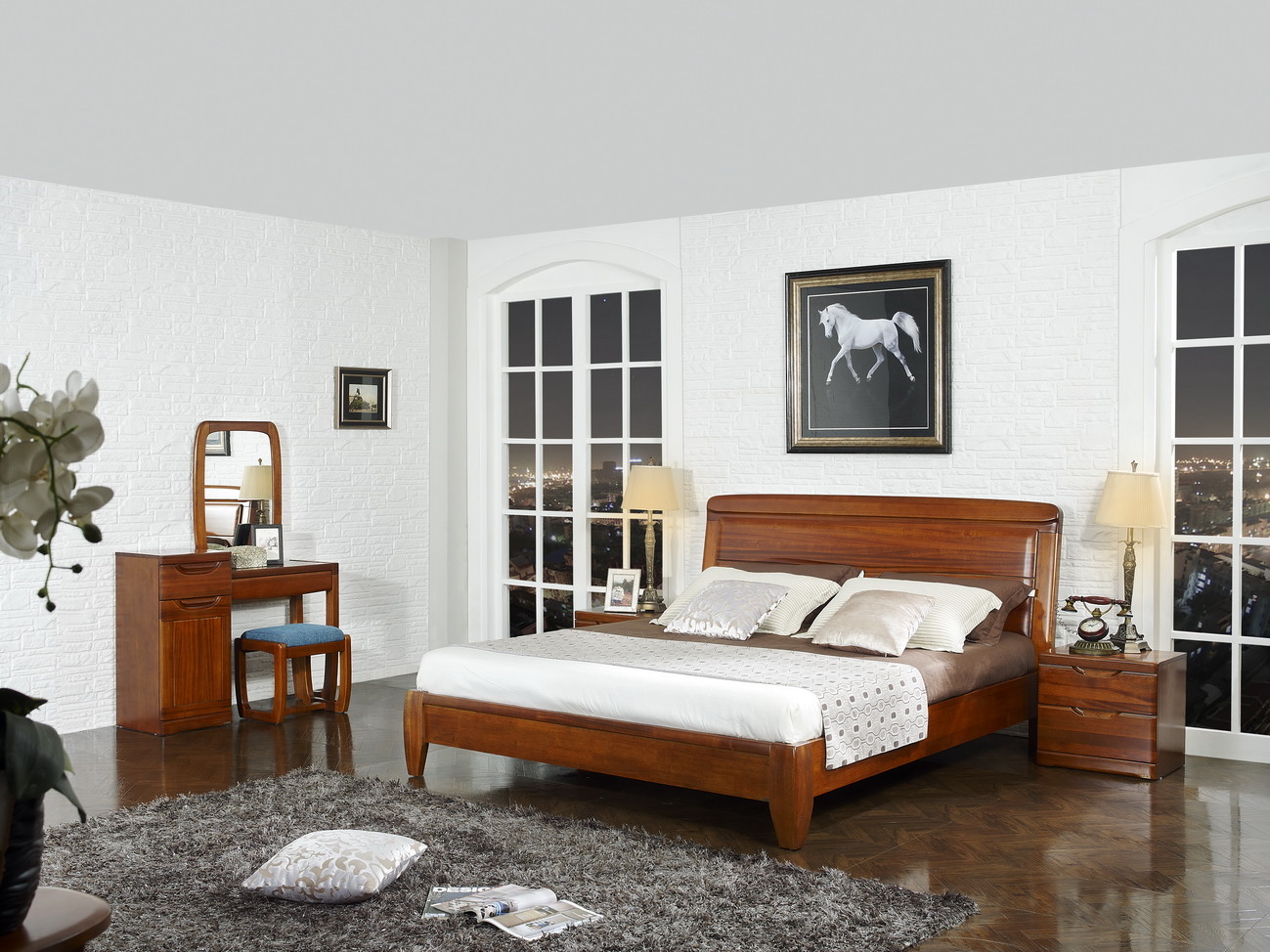  New design Nanmu Solid wood Bedroom furniture set By ISO9001 and FSC china good factory to sell high end quality Manufactures