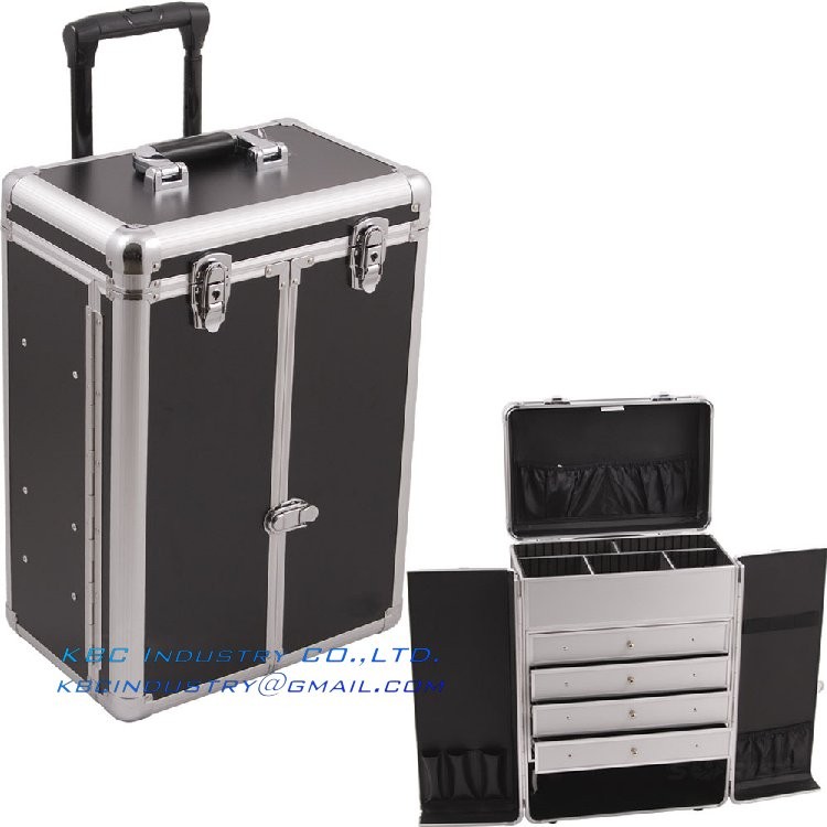 Quality Pro Makeup Rolling Case w/4 Drawers & Dividers for sale