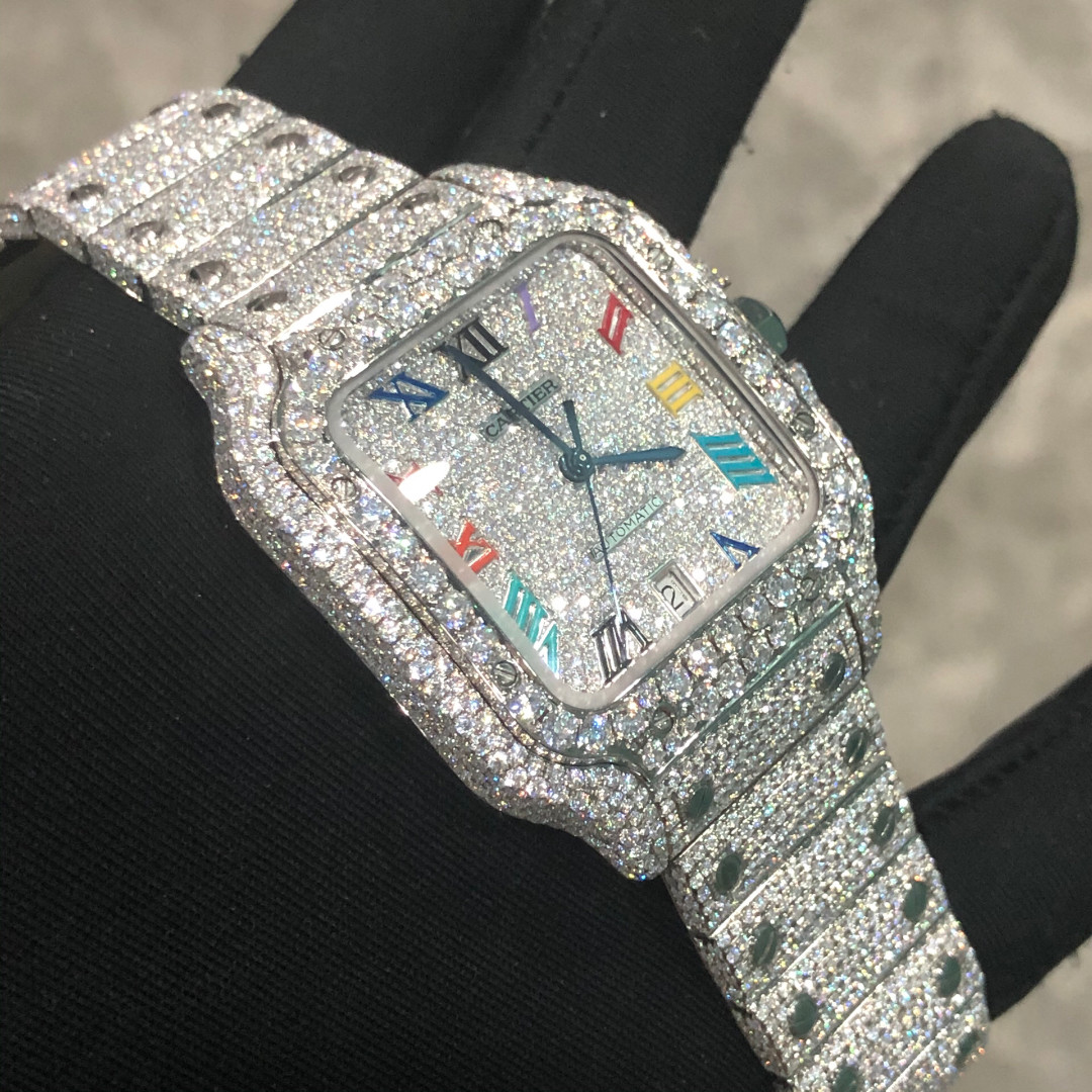  Vvs Diamond Ice Cube Moissanite Watch Manufactures