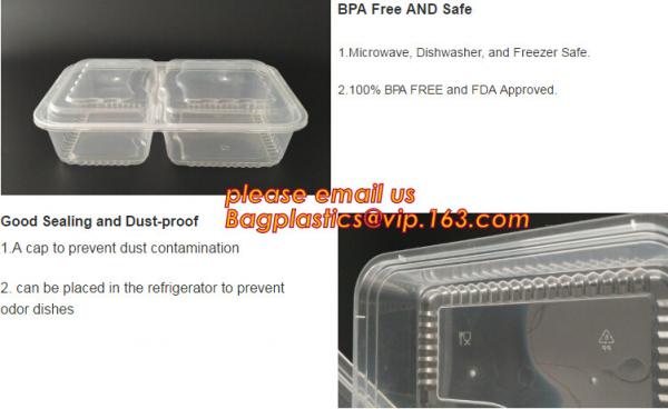 Plastic food container lunch box 2 compartment, bento lunch box container,Airtight Microwave Safe crisper box fast food