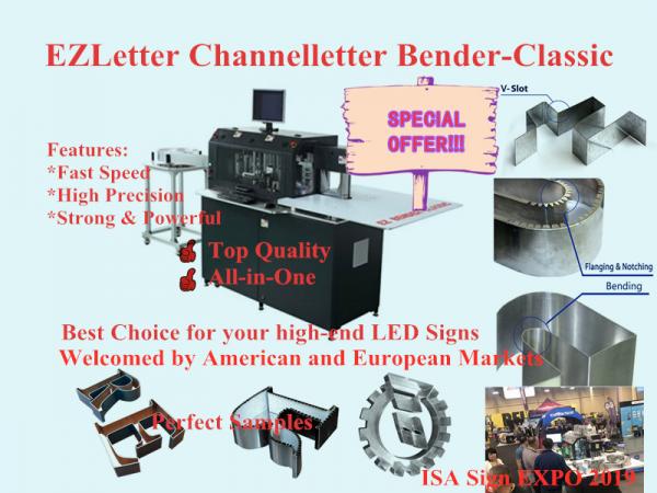 EZCNC Channel Letter Bender-Classic, Sheet Metal BendingMachine auto feeding/slotting/cutting/bending of SS,GS,Aluminum