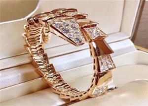  Women 'S 18K Rose Gold Ladies Diamond Bracelet , Bulgari Serpenti Bangle BR855312 Manufactures