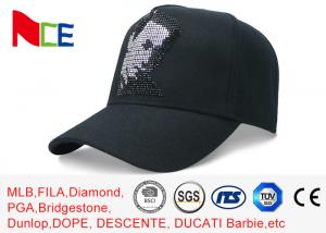  Rhinestone Cotton 5 Panel Baseball Cap Sun Proof 58cm For Adult Eco Friendly Manufactures