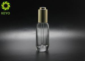 China 30ml Round Clear Glass Dropper Bottle With Thick Bottom For Essential Oil Serum on sale