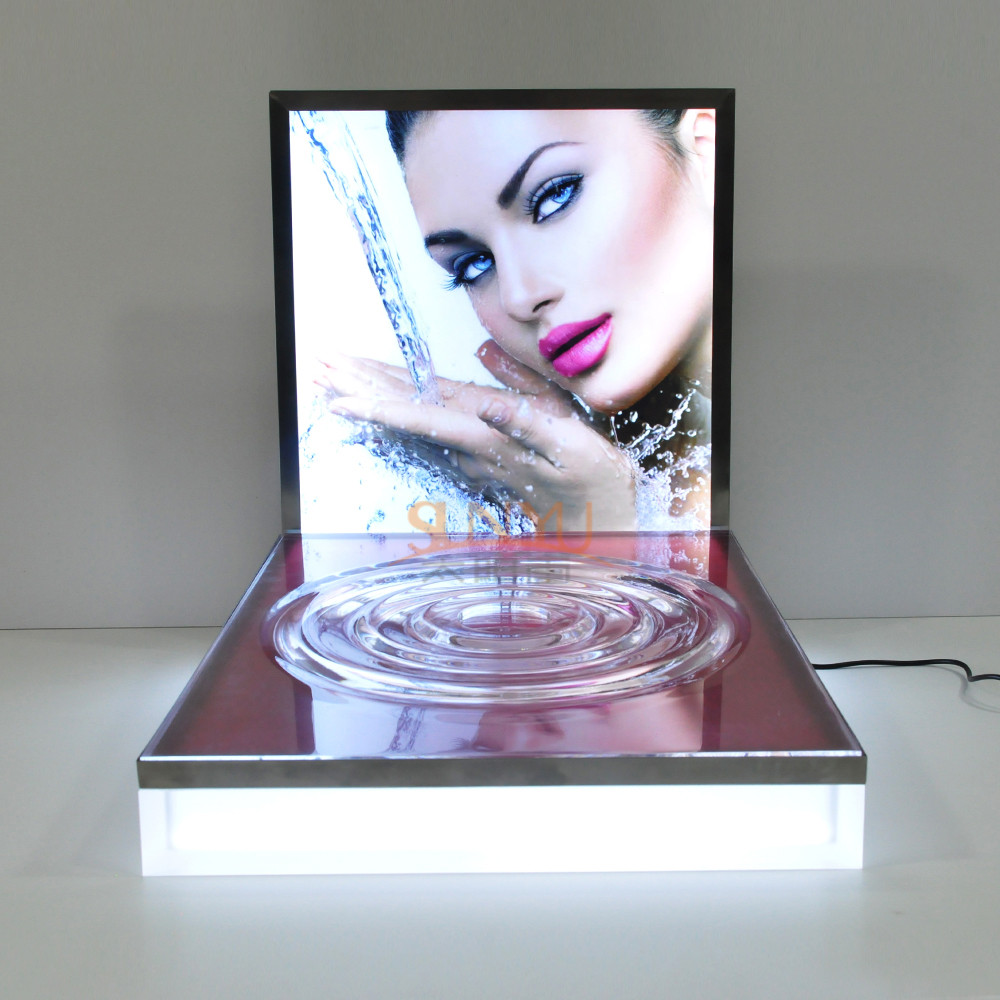  LED Luminous Acrylic Counter Display Stands Striped Surface For Beauty Products Manufactures