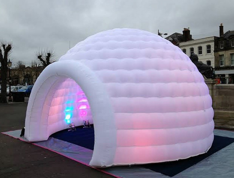  3m 4m 5m Oxford Cloth White With LED Light Use Blow Up Inflatable Igloo Dome Tent For Party Event Manufactures