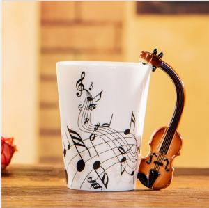 China 3D Creative Travel Custom Ceramic Mugs 13OZ With Violin Handgrip on sale