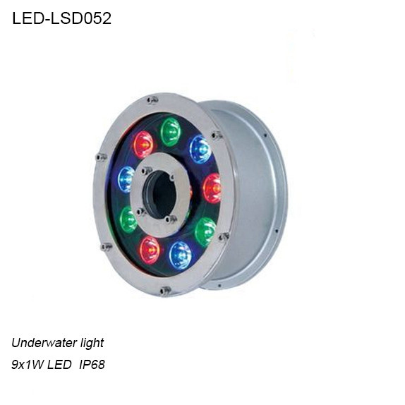 9W Round DC12V Stainless steel +toughened Glass IP68 LED Underwater light Manufactures