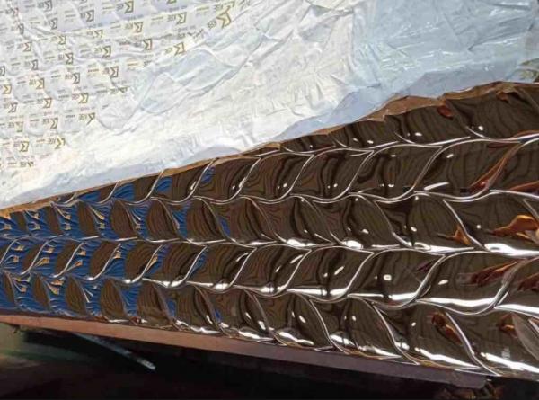 Quality Water Wave Shaped Stainless Steel Sheets Rose Gold Mirror Finish For Facade Wall Cladding  Curtain Wall Ceiling for sale