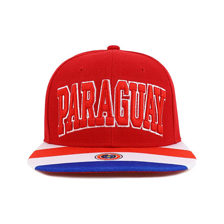  Adjustable 100% Cotton Sports Red Flat Brim Snapback Hats 3D Embroidery Custom Symbol Manufactures