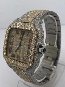  Bustdown Iced Out Wrist Watch Bling Full VVS Moissanite Diamond Dial Manufactures