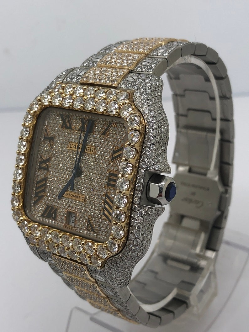 Buy cheap Bustdown Iced Out Wrist Watch Bling Full VVS Moissanite Diamond Dial from wholesalers